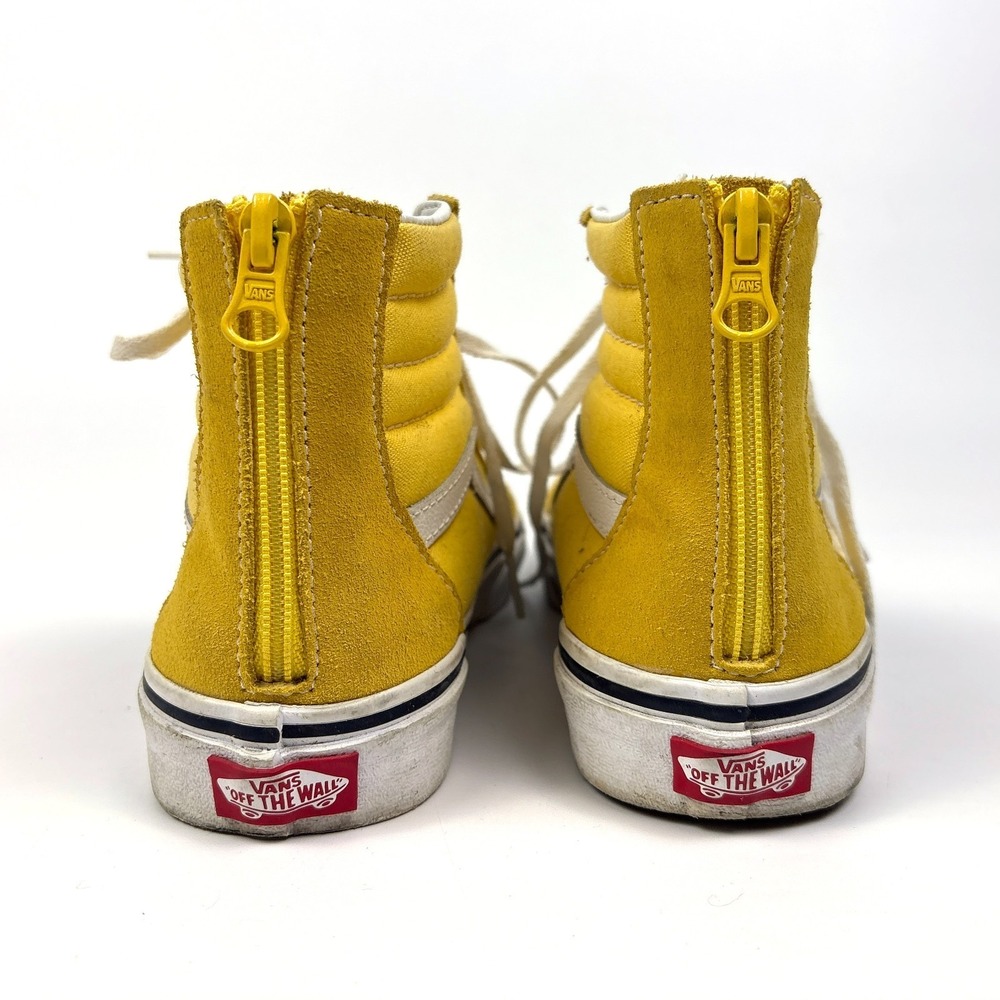 Vans Skate Hi Top Sneaker Shoes Kids Sz 5 Yellow Suede Canvas Lace Up Back Zip - Picture 5 of 16